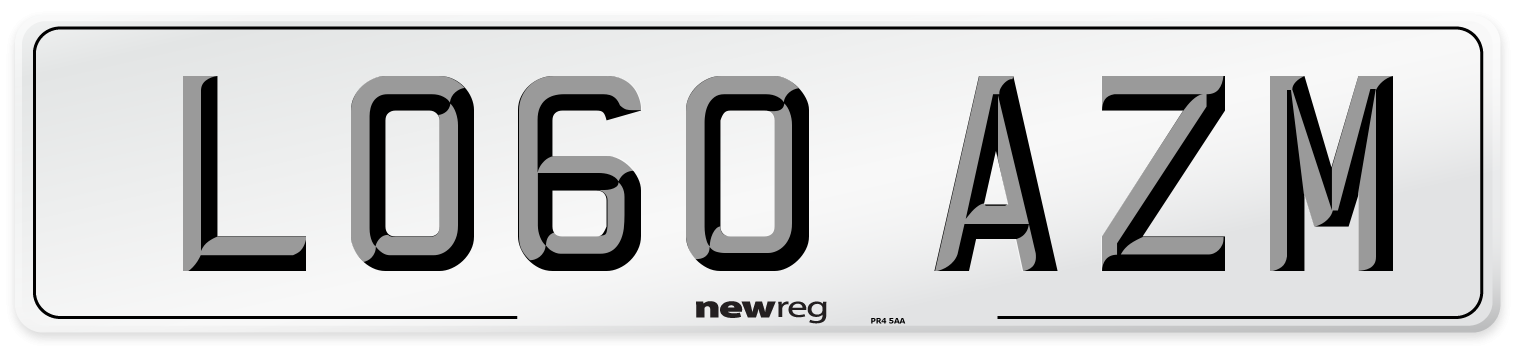 LO60 AZM Number Plate from New Reg